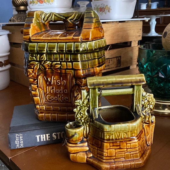 Vintage McCoy cookie jar and wishing well